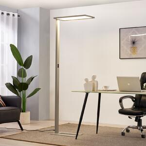 PRIOS Prios LED lampă de podea pentru birou Taronis, argintiu, 195 cm, dimabil, reglabil, Gri, Studiu / Birou, Aluminiu, Modern
