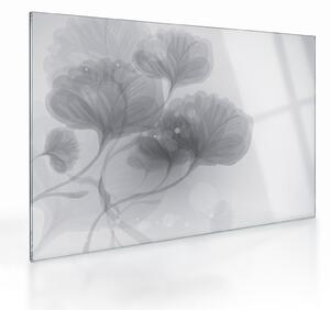 Tablou pe sticlă - Flori în nuanțe gri (70x50 cm)