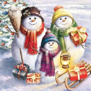 Servetele Snowmen Family 33x33 cm