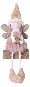 Decoratiune ingeras Sitting Angel roz 23 cm