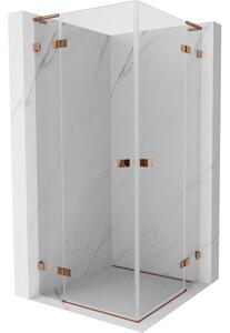 Mexen Lunar, cabină de duș cu balamale L Duo 95 x 95 cm, sticlă transparentă de 8 mm, profil auriu roz, 834L-095L-095P-60-00