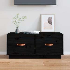 Comodă TV, negru, 80x34x35 cm, lemn masiv de pin