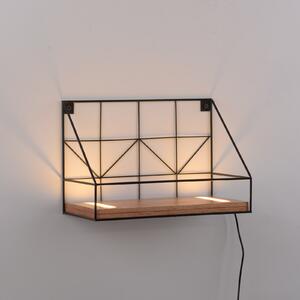 JUST LIGHT. GmbH Panou de iluminat perete cu LED raft din lemn, 30x15cm, Lemn, Camera de zi / sufragerie, Lemn