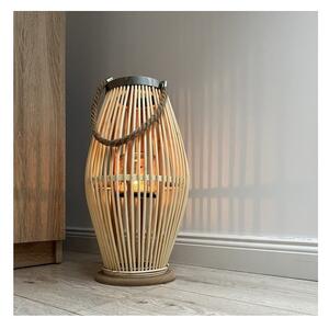 Felinar decorativ din bambus, suport interior pentru lumanare, maner din franghie, inaltime 40 cm