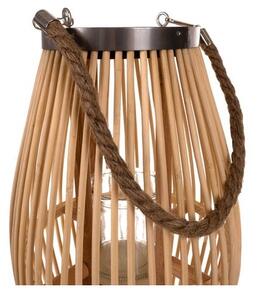 Felinar decorativ din bambus, suport interior pentru lumanare, maner din franghie, inaltime 40 cm