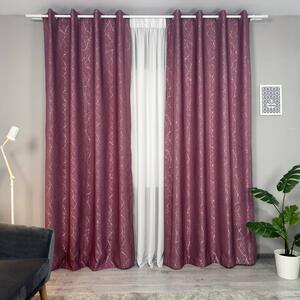 Set două Draperii (Opacitate 90-100%), din Stofă premium (Model brodat), Gata lucrate (Inele galerie), Culoare Vișiniu (Burgundy), Dimensiuni draperie 160x260 cm (x2), Brand Originalio