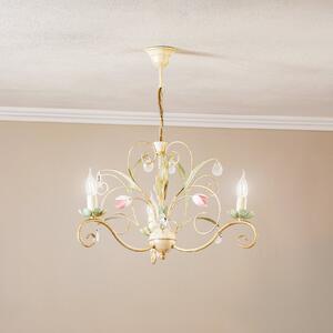 Luminex Candelabru Florina cu decor floral, 3 becuri, reglabil, Multicolor, Camera de zi / sufragerie, Metal, Florentin