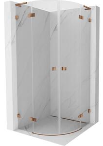 Mexen Lunar, cabină de duș semicirculară cu balamale L 70 x 70 cm, sticlă transparentă de 8 mm, profil auriu roz, 833L-070L-070P-60-00