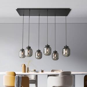 FISCHER & HONSEL Regi lampă suspendată sticlă, gri fumuriu, 6 surse, reglabil, Negru, Camera de zi / sufragerie, Sticlă, Modern