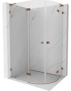 Mexen Lunar, cabină de duș semicirculară L înclinată spre stânga 80 x 70 cm, sticlă transparentă de 8 mm, profil auriu roz, 833L-080L-070P-60-00