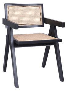 Scaun din lemn Stella Dark, ratan