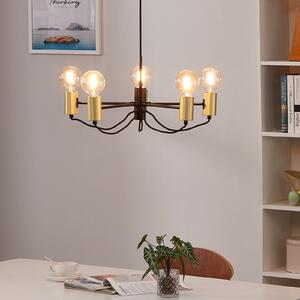 Lindby Candelabru Prospa în negru și alamă, reglabil, Negru, Camera de zi / sufragerie, Metal, Modern