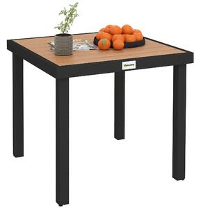 Masa de gradina Outsunny pentru 4 Persoane din Aluminiu, Negru si Culoare Lemn | Aosom Romania