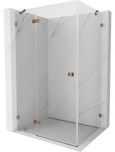 Cabină de duș cu balamale Mexen Lunar, stânga 75 x 80 cm, sticlă transparentă de 8 mm, profil auriu-roz, 834-075-080-60-00-L