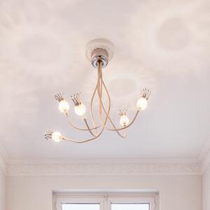 Serien Lighting serien.lighting Poppy plafon., 5 becuri bej/ceram, Bej, Camera de zi / sufragerie, Metal, Design, Plafon semicircular cu spațiere