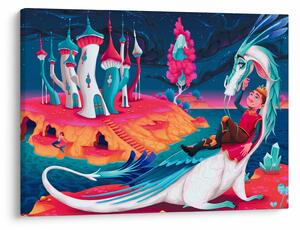 Tablou - Prinț și prințesa cu dragon (70x50 cm)