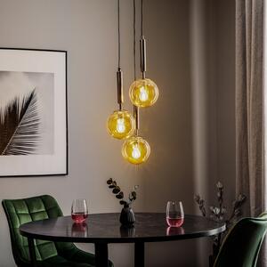Alfa Lampă suspendată Volda Picolo 3flg negru/auriu rotund, reglabil, Negru, Camera de zi / sufragerie, Sticlă, Modern
