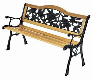 Bancă de grădină cu motiv de trandafiri - 125x52x78 cm, pin