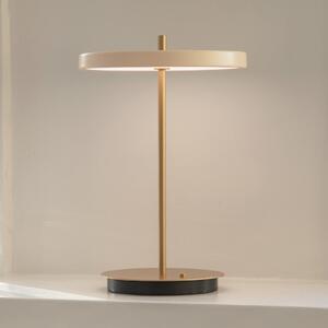 UMAGE Lampă de masă LED reîncărcabilă Asteria Move alb perlat/zahăr 31cm, reglabil, Auriu / Alamă, Camera de zi / sufragerie, Metal, Design