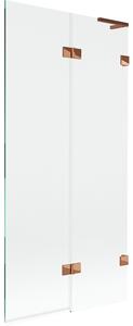 Mexen Lunar L, paravan de baie cu 2 aripi dreapta 90 x 150 cm, sticlă transparentă, auriu roz, 897L-090-100-60-00-P