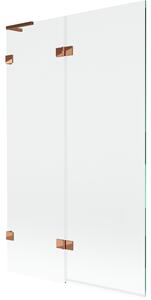 Mexen Lunar L, paravan de cadă cu 2 aripi, stânga, 110 x 150 cm, sticlă transparentă, auriu-roz, 897L-110-100-60-00-L