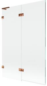 Mexen Lunar L, paravan de cadă cu 2 aripi, stânga, 120 x 150 cm, sticlă transparentă, auriu-roz, 897L-120-100-60-00-L