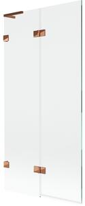 Mexen Lunar L, paravan de cadă cu 2 aripi stânga 90 x 150 cm, sticlă transparentă, auriu roz, 897L-090-100-60-00-L