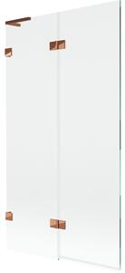 Mexen Lunar L, paravan de cadă cu 2 aripi, stânga, 100 x 150 cm, sticlă transparentă, auriu-roz, 897L-100-100-60-00-L