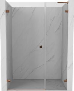 Ușă de duș pivotantă stânga Mexen Lunar-B, L 135 cm, sticlă transparentă de 8 mm, profil auriu-roz, 832SL-135-050-60-00-L