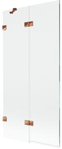 Mexen Lunar, paravan de cadă cu 2 aripi stânga 90 x 150 cm, sticlă transparentă, auriu roz, 897-090-100-60-00-L