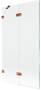 Mexen Lunar, paravan de cadă cu 2 aripi, stânga, 100 x 150 cm, sticlă transparentă, auriu-roz, 897-100-100-60-00-L