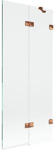 Mexen Lunar, paravan de baie cu 2 aripi dreapta 80 x 150 cm, sticlă transparentă, auriu-roz, 897-080-100-60-00-P