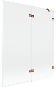 Mexen Lunar, paravan de baie cu 2 aripi dreapta 140 x 150 cm, sticlă transparentă, auriu-roz, 897-140-100-60-00-P