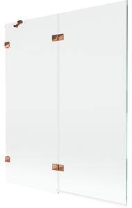 Mexen Lunar, paravan de cadă cu 2 aripi, stânga, 140 x 150 cm, sticlă transparentă, auriu-roz, 897-140-100-60-00-L
