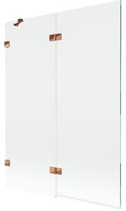 Mexen Lunar, paravan de cadă cu 2 aripi, stânga, 130 x 150 cm, sticlă transparentă, auriu-roz, 897-130-100-60-00-L