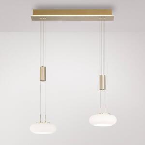 Q-Smart-Home Paul Neuhaus Q-ETIENNE suspendată LED 2s. alamă, reglabil, Auriu / Alamă, Camera de zi / sufragerie, Metal