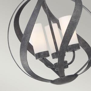 Quintiesse Blacksmith lampă suspendată, negru/alb, Ø 40,7 cm, reglabil, Negru, Hol, Metal