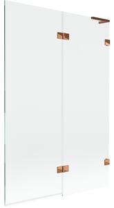 Mexen Lunar L, paravan de baie cu 2 aripi dreapta 120 x 150 cm, sticlă transparentă, auriu roz, 897L-120-100-60-00-P