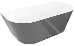 Mexen Oval Slim, cadă de baie independentă lângă perete, 170 x 80 cm, alb-gri, preaplin alb, 52661708062-20