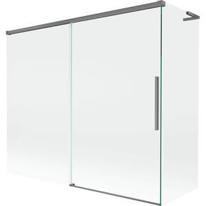 Mexen Rox, paravan de cadă cu 2 aripi, tip L, glisant, 180 + 80 x 150 cm, sticlă transparentă de 8 mm, profil grafit, 8C9L-180-080-95-00