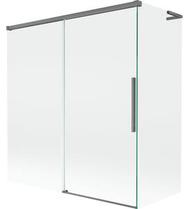 Mexen Rox, paravan de cadă cu 2 aripi, tip L, glisant, 150 + 70 x 150 cm, sticlă transparentă de 8 mm, profil grafit, 8C9L-150-070-95-00