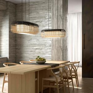 Forestier Bamboo oval L pendul negru/natural, reglabil, Negru, Camera de zi / sufragerie, Bamboo, Design