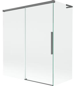 Mexen Rox, paravan de cadă cu 2 aripi, tip L, 140 + 70 x 150 cm, sticlă transparentă de 8 mm, profil grafit, 8C9L-140-070-95-00