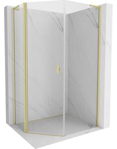 Mexen Mist L, cabină de duș pentagonală cu uși batante, 80 x 90 cm, sticlă transparentă de 8 mm, profil auriu mat, 8A8L-080-090-55-00