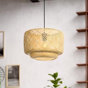 EGLO Hettonle lampă suspendată abajur bambus, Ø 42 cm, reglabil, Lemn, Camera de zi / sufragerie, Bamboo, Casă de țară / Rustic