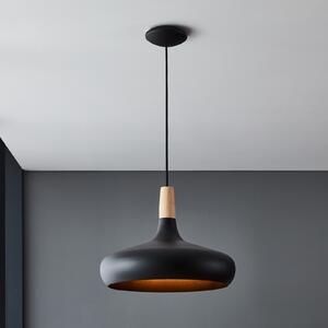 EGLO Lampă suspendată Sabinar, 1 lumină, negru, Ø 40 cm, reglabil, Negru, Camera de zi / sufragerie, Metal, Scandinavă