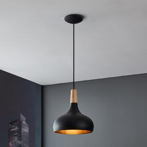 EGLO Lampă suspendată Sabinar, 1 lumină, negru, Ø 28 cm, reglabil, Negru, Camera de zi / sufragerie, Metal, Scandinavă