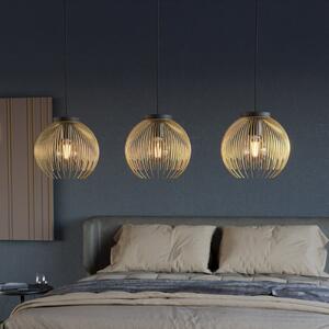 EGLO Lampă suspendată Venezuela, negru/aur, 3 lumini, reglabil, Auriu / Alamă, Camera de zi / sufragerie, Metal, Modern, glob