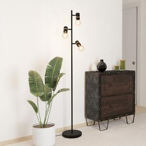 EGLO Lampă de podea Lurone, negru, cu trei becuri, Negru, Camera de zi / sufragerie, Metal, Modern