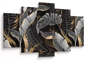 Tablou - Frunze tropicale, Galben - auriu (150x105 cm)